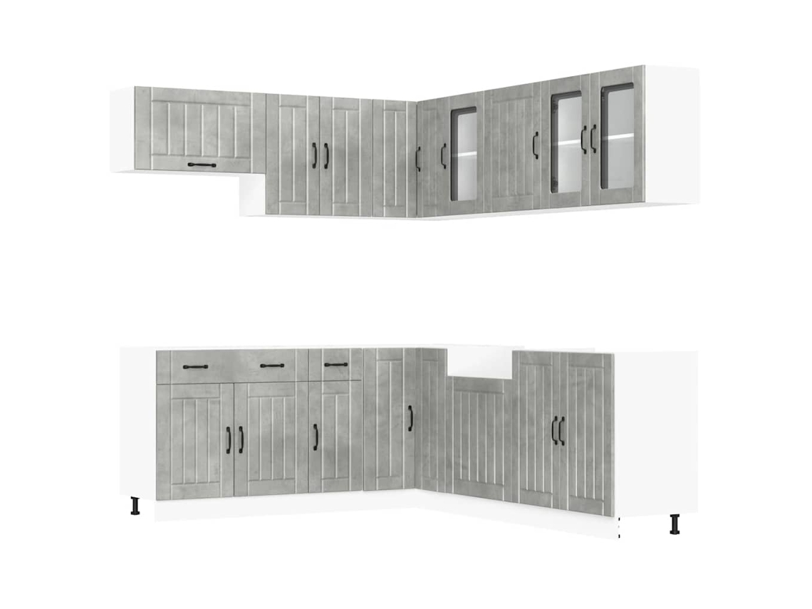 Conjunto de 11 gabinetes de cocina de hormigón gris MAISON EXCLUSIVE