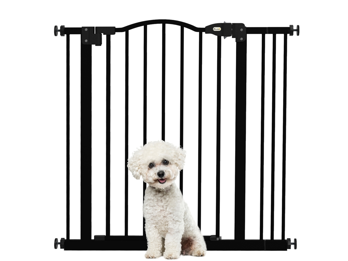 Barrera Para Perros De 74-87 Cm Con 1 Extensión, Color Negro.