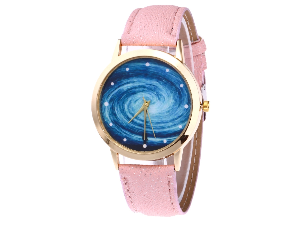 Reloj Analógico De Cuarzo Con Correa De Pu Para Mujer Hombres Estilo Moderno (rosa Oscuro)