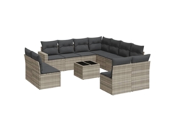 Maison Exclusive - Set De Sofás De Jardín 12 Pzas Y Cojines Ratán Sintético Gris