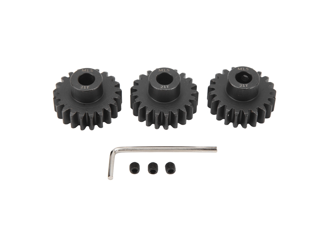 Juego De Piñones M1.5 De Acero De 8 Mm Con Tornillo De Fijación Para Coches Rc 1/5, 1/8 Y 1/10 (21 Dientes) - 3 Piezas