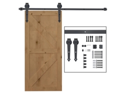Juego Completo De Herrajes Para Puerta Corredera De 200 Cm En Acero Al Carbono Marrón.