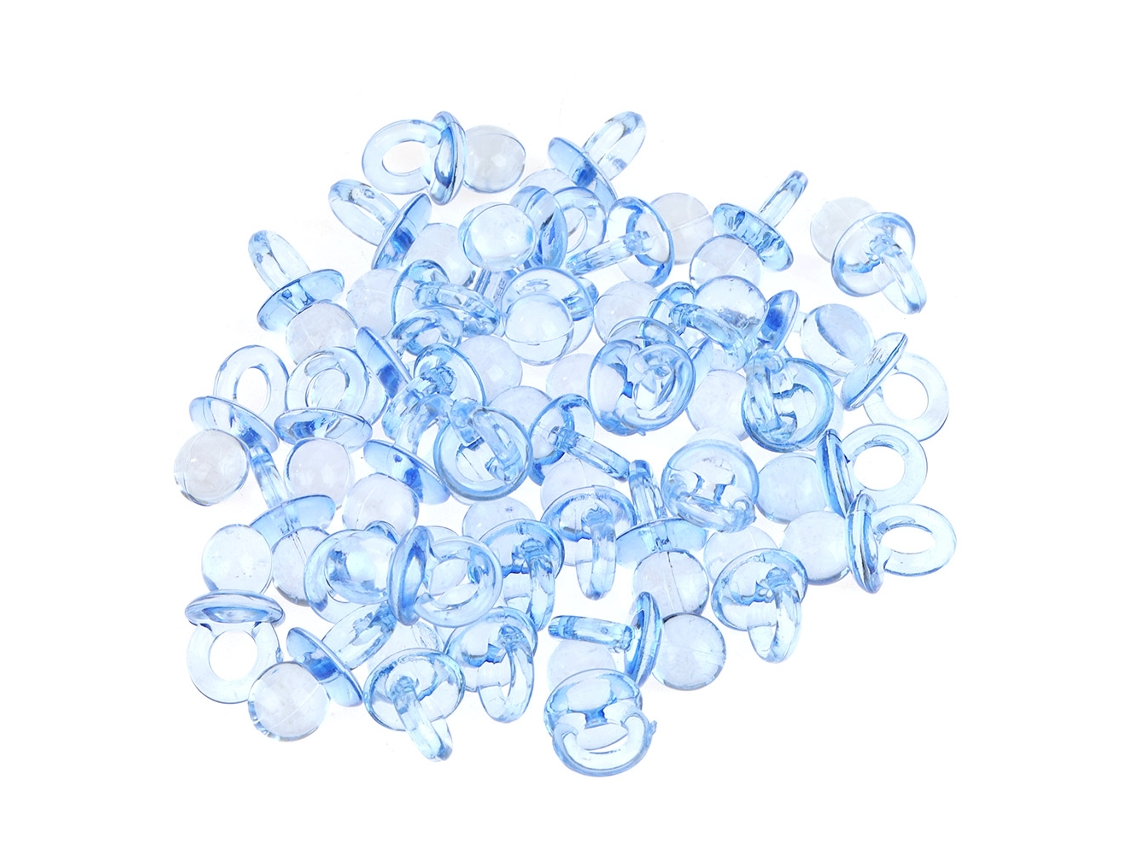 50 Chupetes Acrílicos Para Bebé, Decoración De Mesa Para Fiestas De Baby Shower - Azul Transparente
