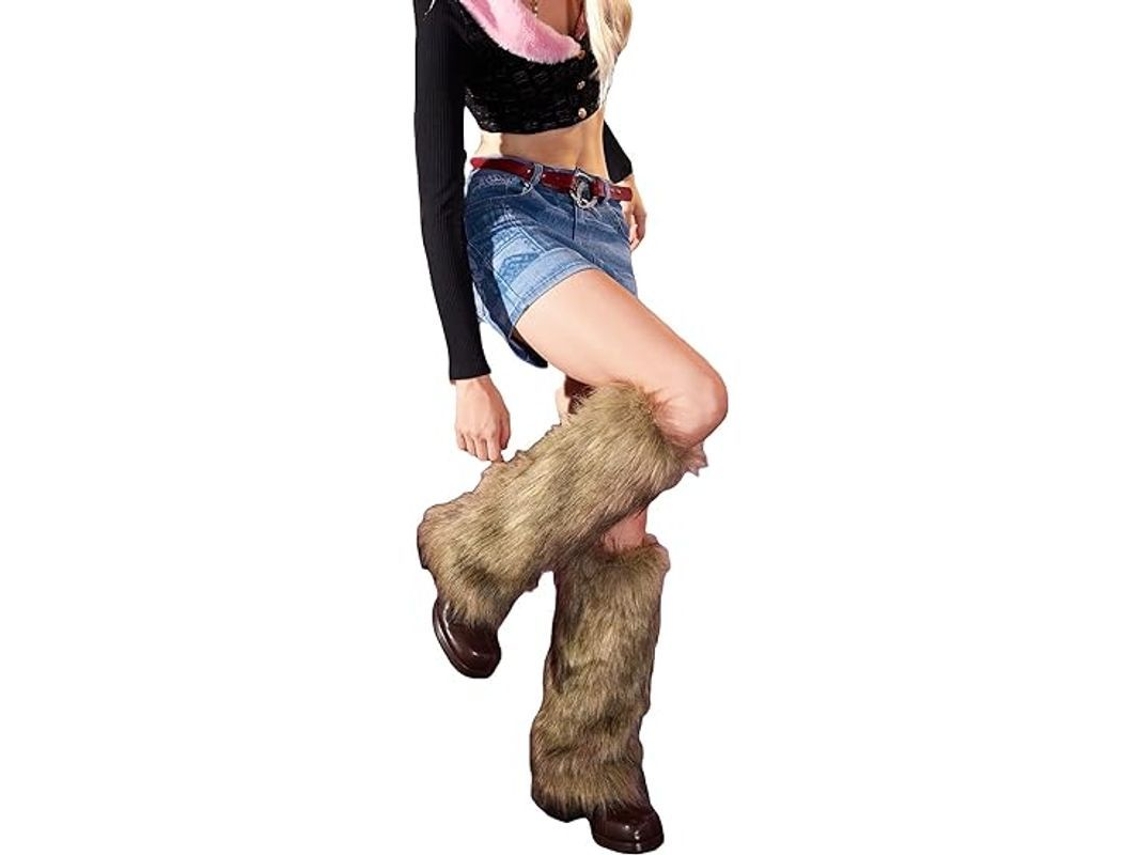 Braguitas De Piel Sintética De 40 Cm Para Mujer Con Calentadores De Piernas, Parte Superior Para Botas, Accesorio De Invierno