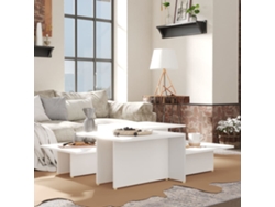 Mesas de Centro Apoyo 2 Piezas 111,5X50X33 cm Madera Procesada Blanco