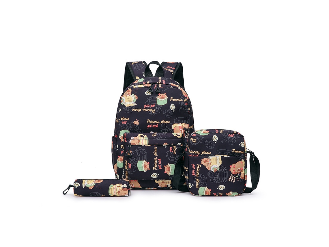 Conjunto multifuncional de mochila y pantalón para estudiantes, color negro.