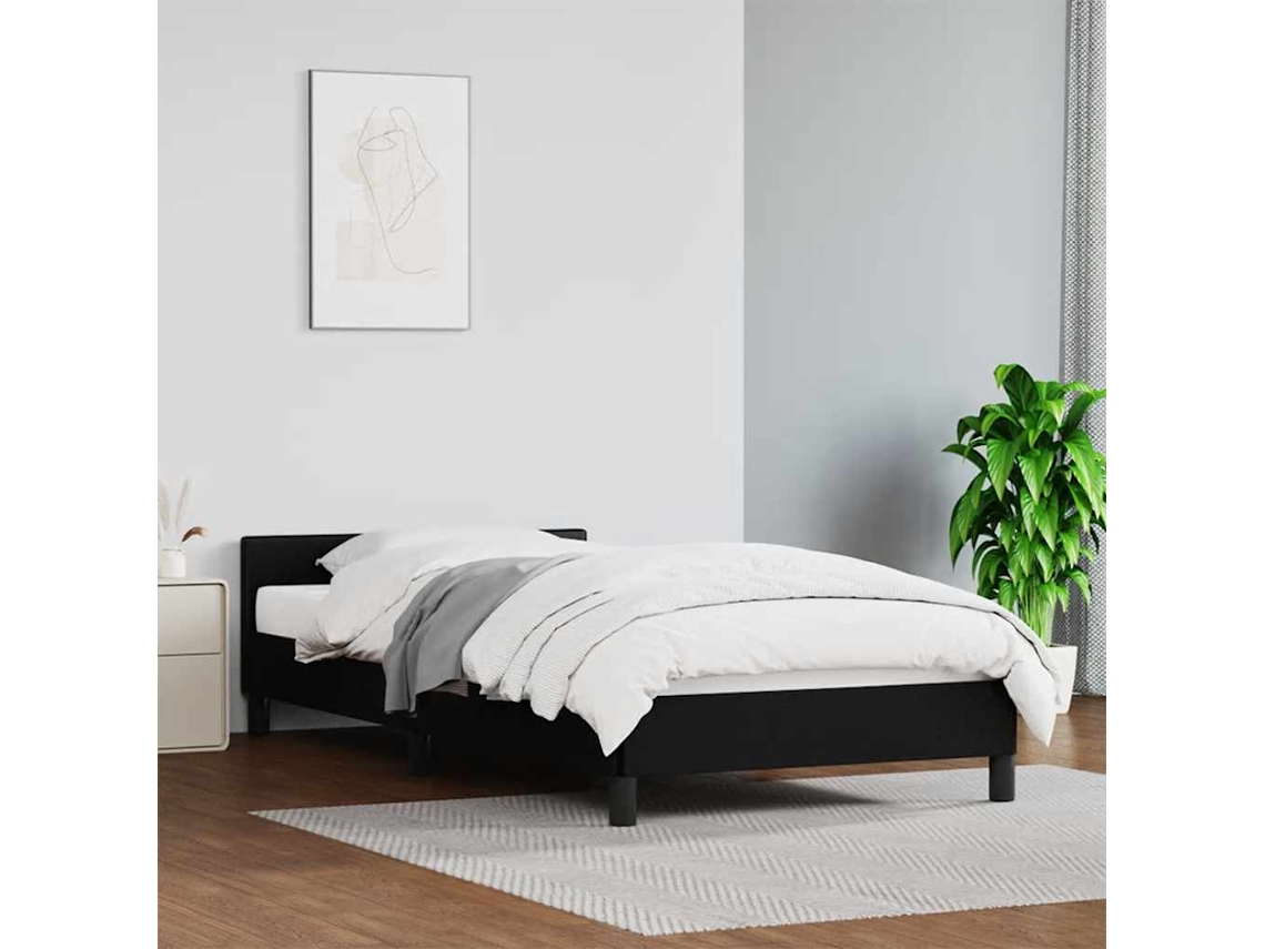 Estructura De Cama Con Cabecero Sin Colchón Negro 100x200 Cm
