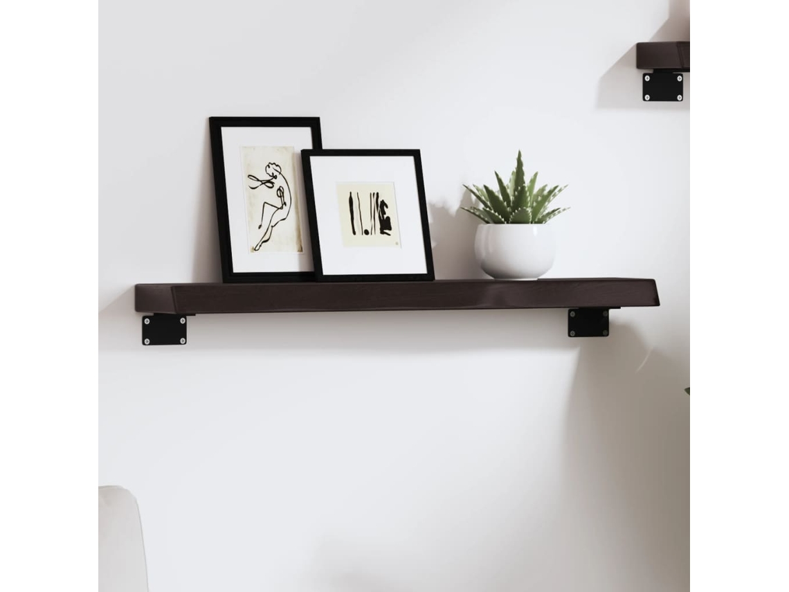 Estante De Pared | Estante Flotante | Estantería Pared Madera Roble Tratada Marrón Oscuro 60x10x4 Cm