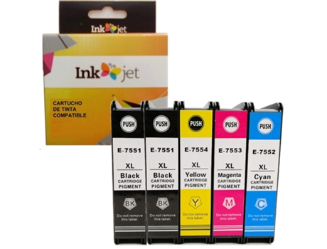 Pack 4 Cartuchos de Tinta Compatibles Epson T7551 T7561 T7552 T7562 T7553 T7563 T7554 T7564 Tinta Pigmentada
