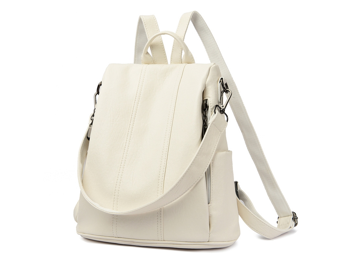 Mochila antirrobo para mujer en piel sintética con correas para los hombros (blanca) Eifson