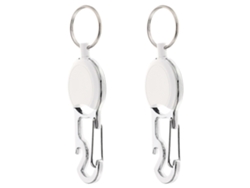 Conjunto De 6 Mosquetões Retráteis Para Chaveiro, Porta-chaves, Branco