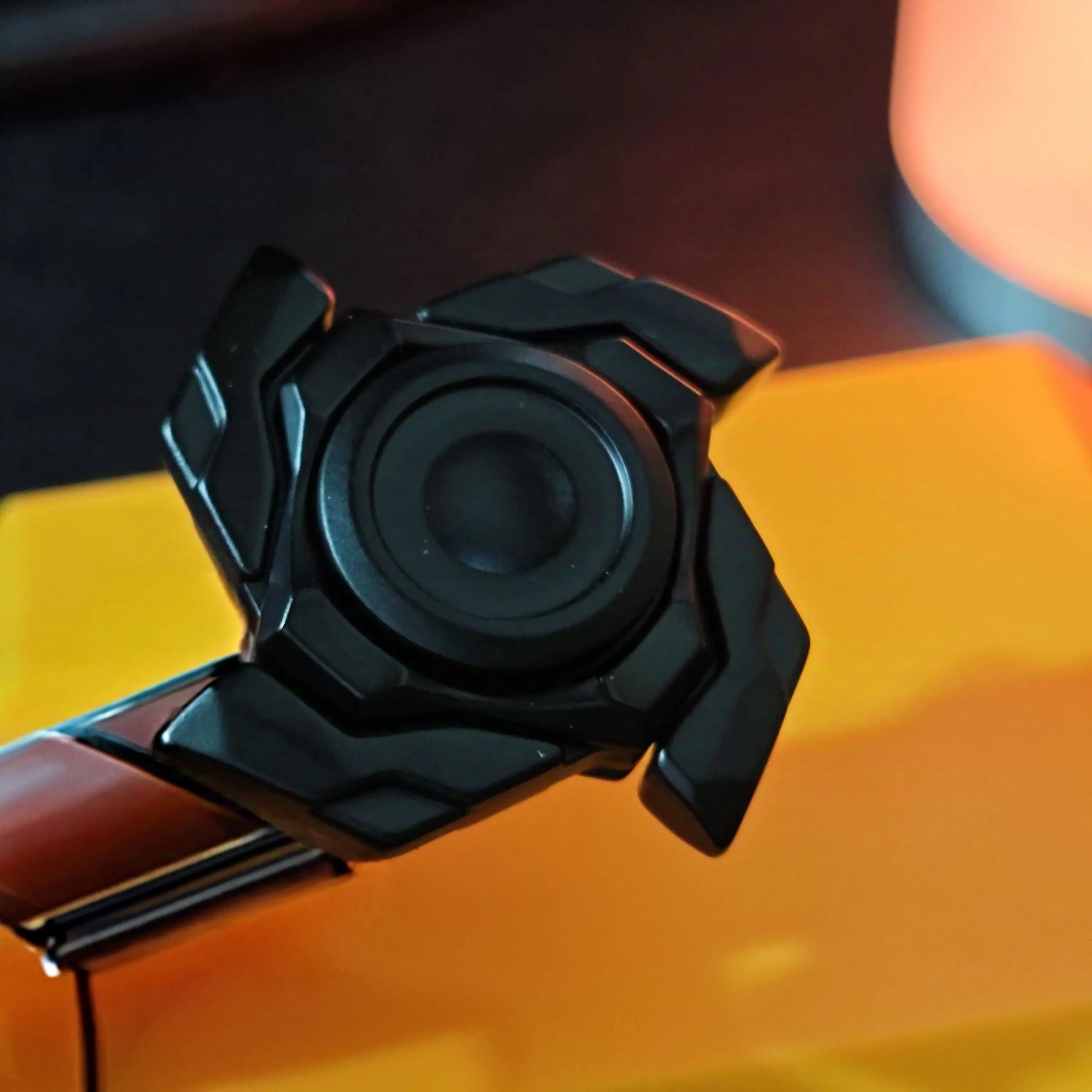 Fidget Spinner De Metal Negro Con Parte Superior Giratoria, Juguete Para Aliviar El Estrés