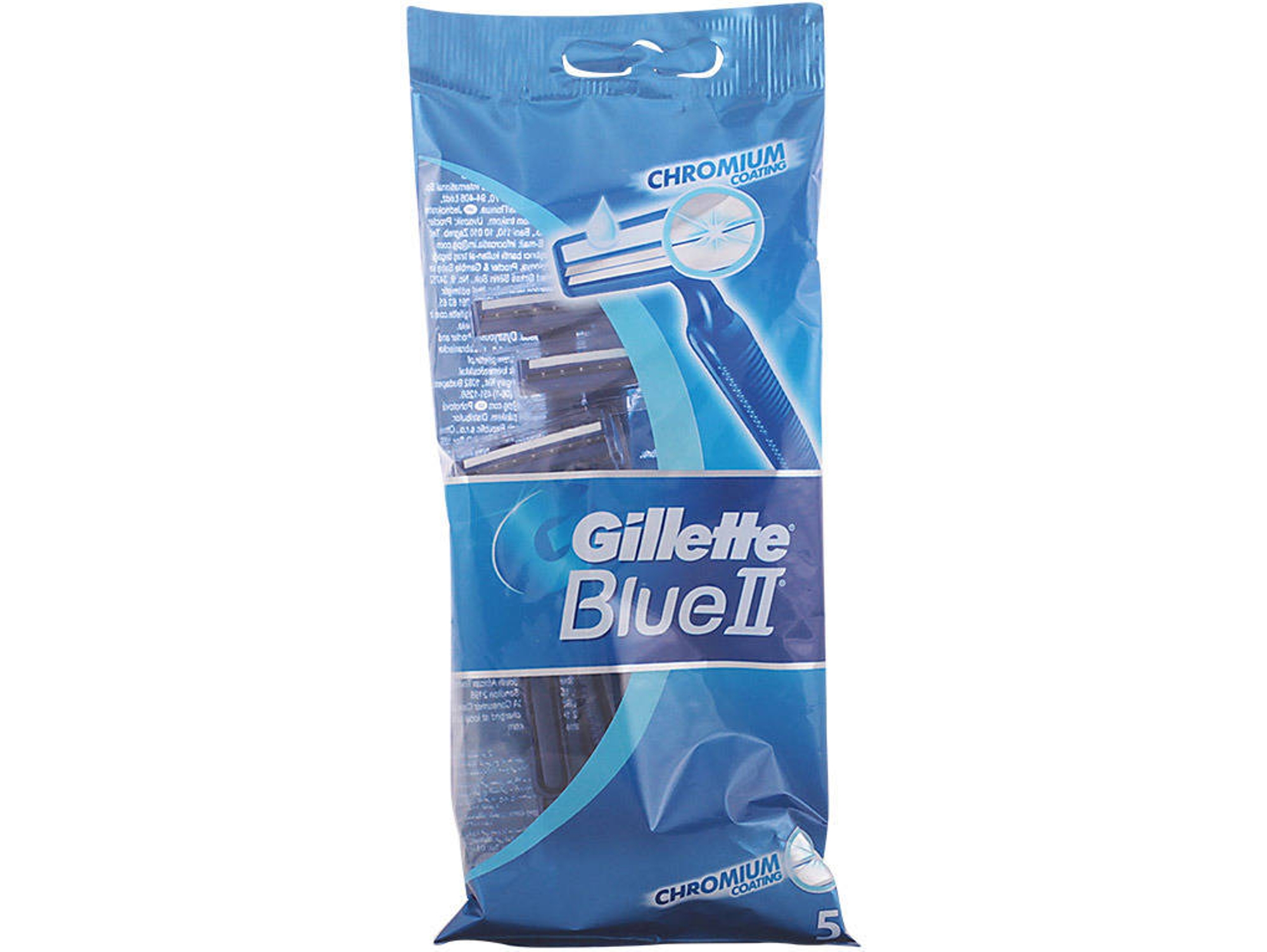 Láminas de Afeitar GILLETTE Blue II Chromium Coating 5 Unidades