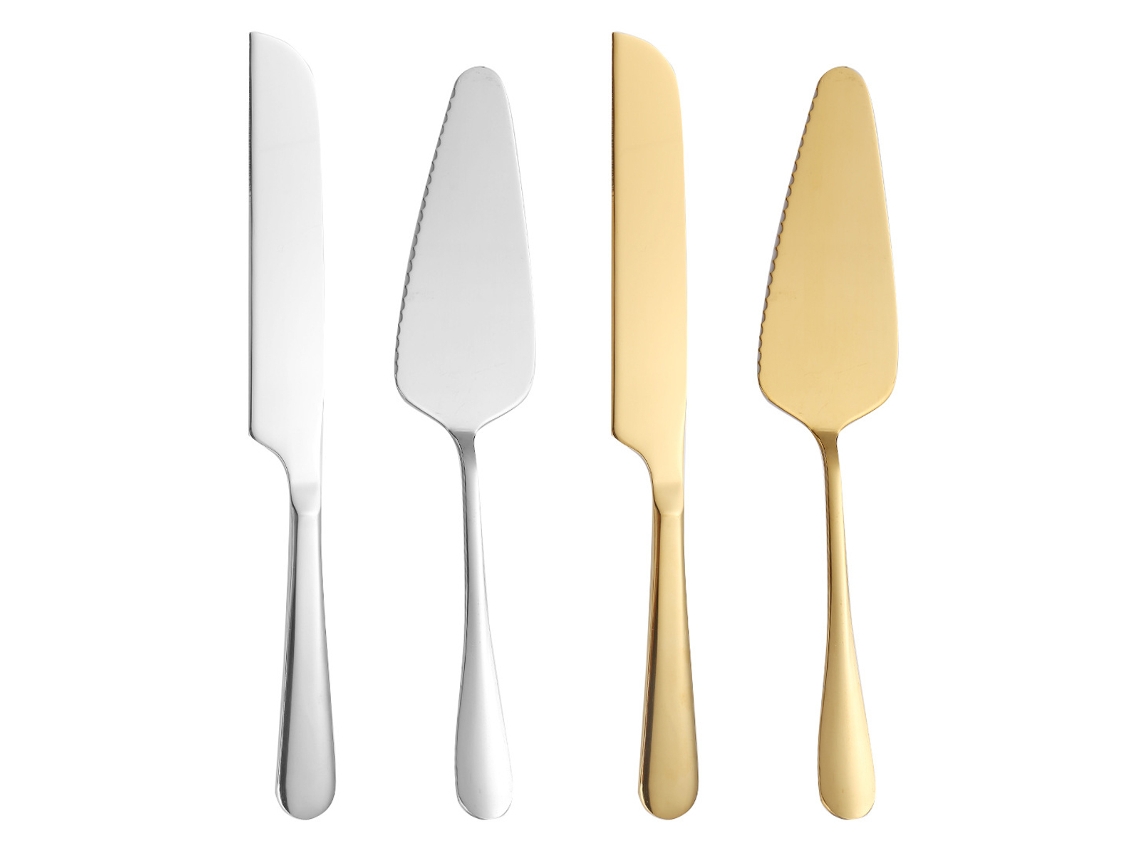 Juego de 2 cuchillos para tartas, juego de corte para bodas, cubiertos de acero inoxidable para cumpleaños TRUYUETY