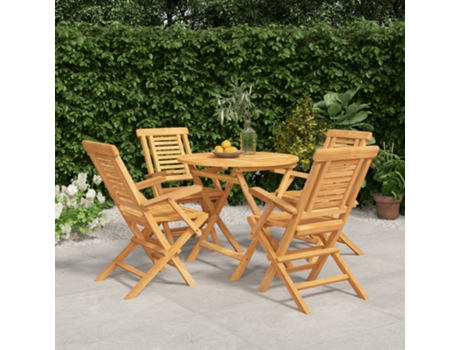 Conjunto 5 de comedor para jardín VIDAXL madera maciza de teca