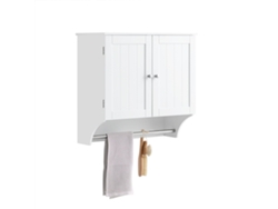 Mueble de Pared SoBuy BZR84-W con 2 Puertas 1 Toallero Blanco
