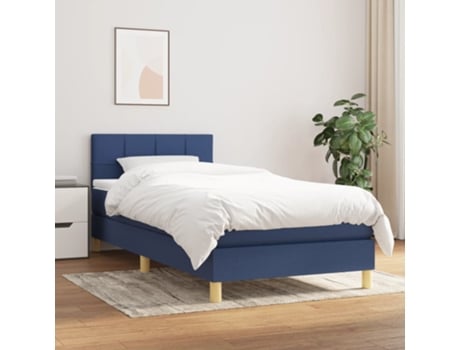 Cama con somier VIDAXL (Azul - Tela - 203 x 90 x 88 cm)