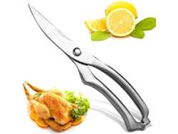 Tijeras de cocina multifuncionales Rebe, afiladas en acero inoxidable, para pollo, carne, huesos, verduras y hierbas.