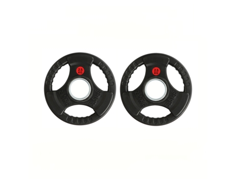 Discos de Musculación Set De 2 De Goma 3 Asas 50mm FITNESS TECH 2.5 kg