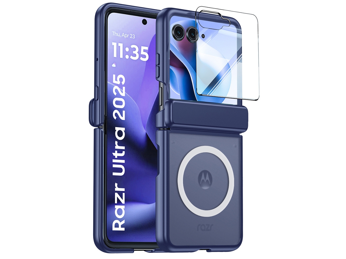 (anillo Magnético Azul Motorola Razr 2024) Funda Para Teléfono Con Soporte De Anillo, Bisagra Magnética, Funda Y Protector Integrados