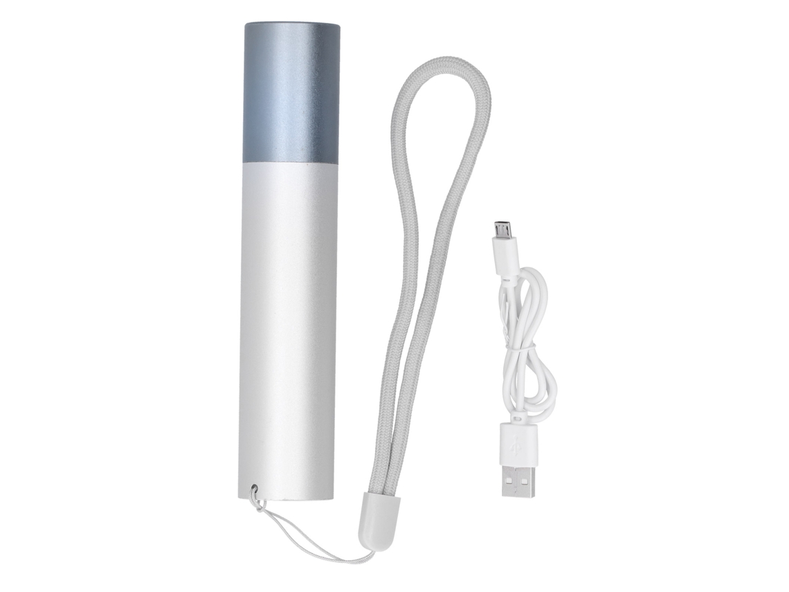 Linterna LED portátil recargable por USB 2026 con conexión de aluminio, mini multifuncional para uso en exteriores (plateada)