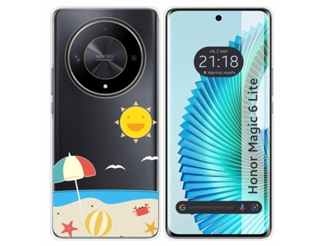 Funda Silicona Transparente para Huawei Honor Magic 6 Lite 5G diseño Playa Dibujos TUMUNDOSMARTPHONE