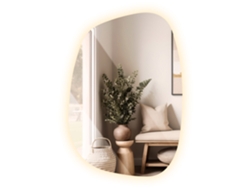 Espejo de pared irregular con marco LED Espelharte (90,9 x 66 cm, luz cálida 3000k)