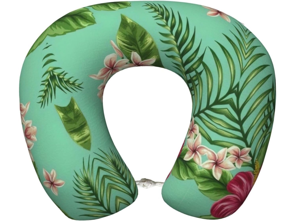Almohada Viaje Hawaiana Espuma Viscoelástica Poliéster, Soporte Relajación, Fácil Viajes