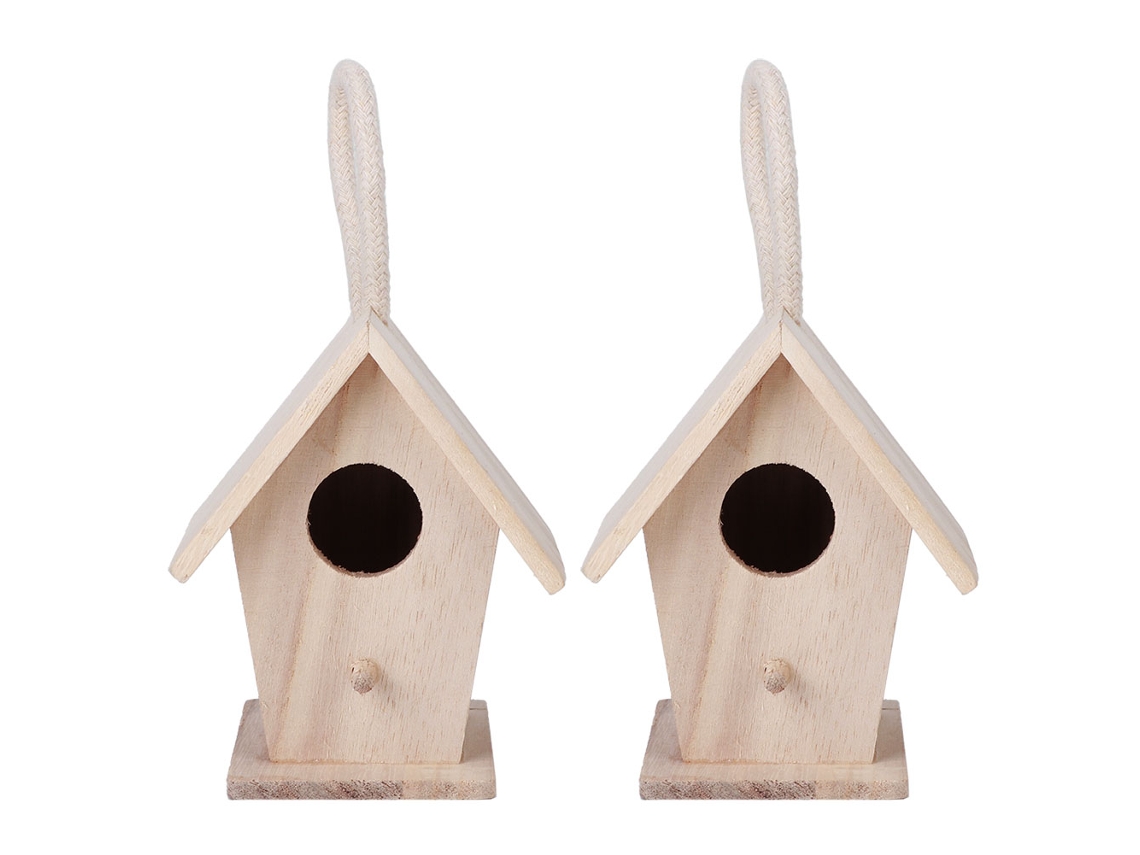 2 Casitas De Pájaros De Madera Para Colgar, Nidos Decorativos Para Jardín Exterior.