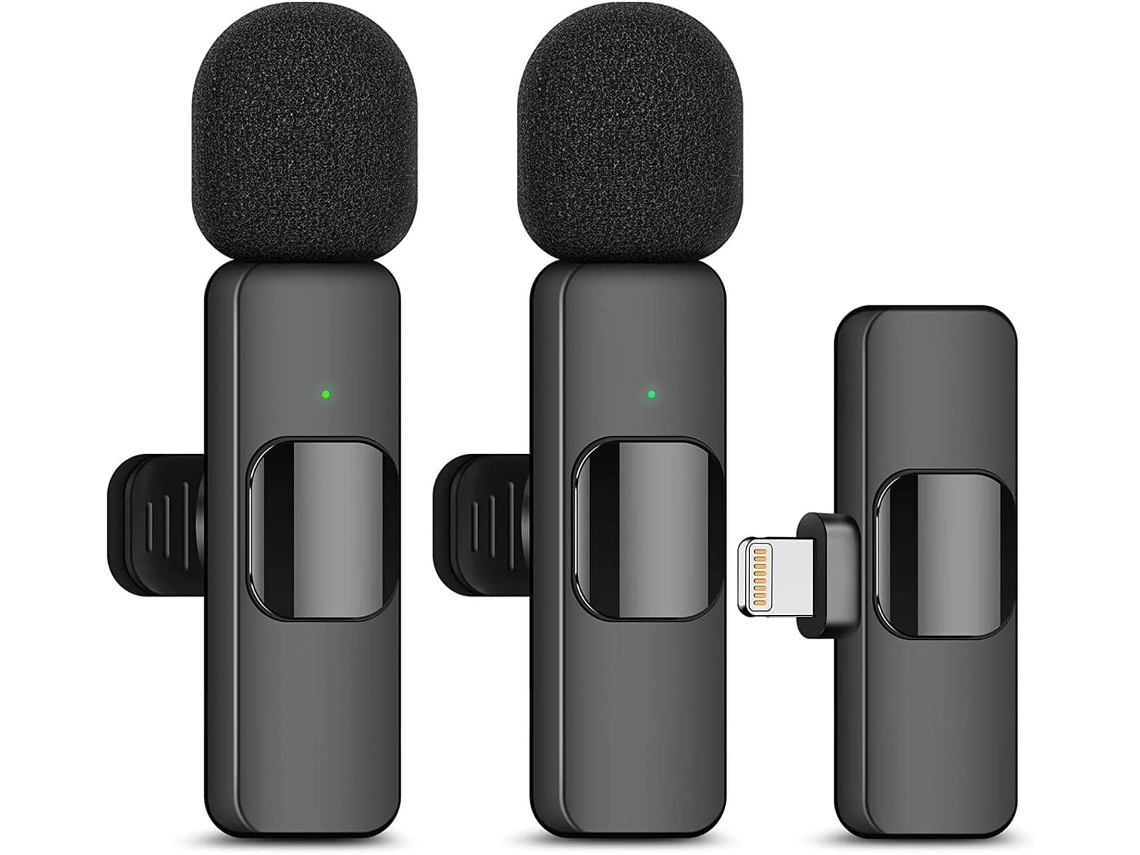 2 Micrófonos Lavalier Inalámbricos Lightning Cancelación Ruido Sincronía Automática Para Grabación Live Streaming