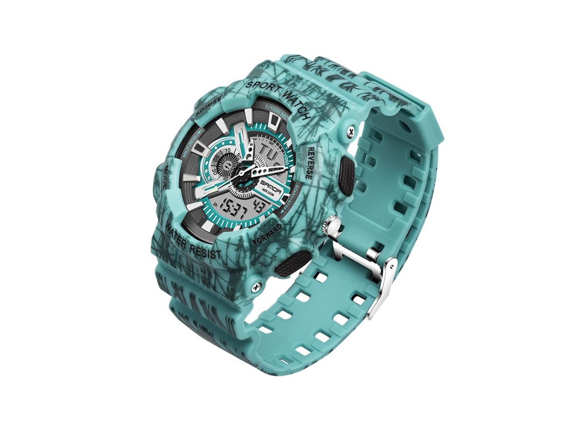 Reloj Electrónico Multifuncional Sanda Impermeable Doble Display Deportivo (verde Lago)