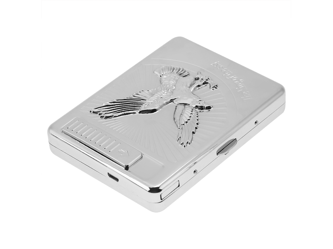 Estuche metálico 2 en 1 para cigarrillos con encendedor eléctrico recargable por USB - Silvereagle