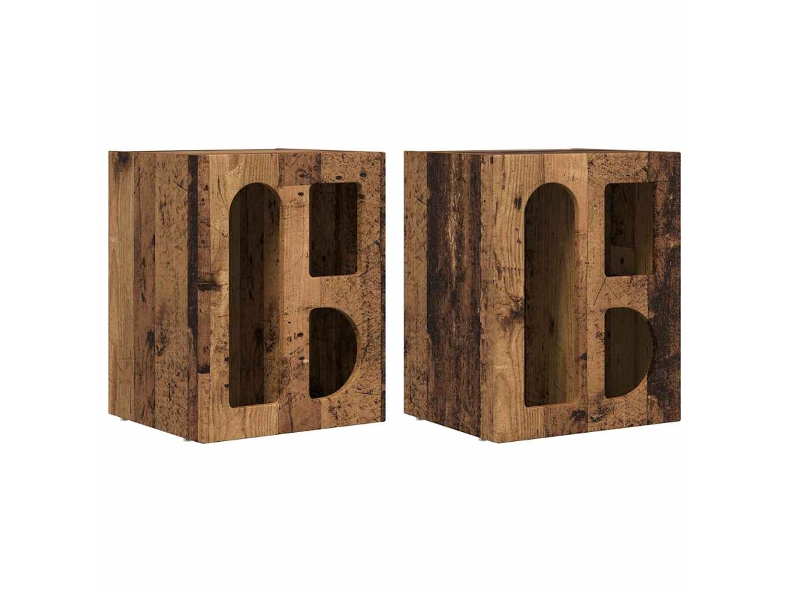 Maison Exclusive - Mesita De Noche 2 Pcs Madera Vieja 40 X 35 X 50 Cm
