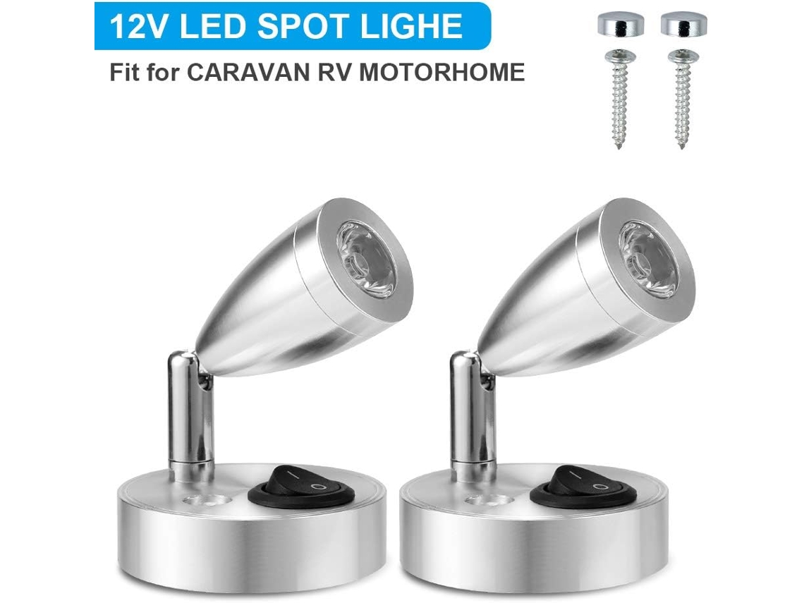 Spot De Leitura Led 12v, Ajustável Com Interruptor, Luz Quente (conjunto De 2 Unidades)
