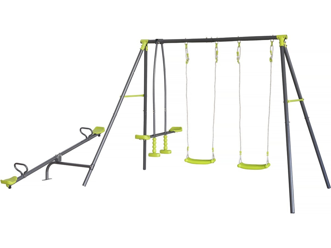 Columpio metálico para parques infantiles "basile" - 4 dispositivos - Verde