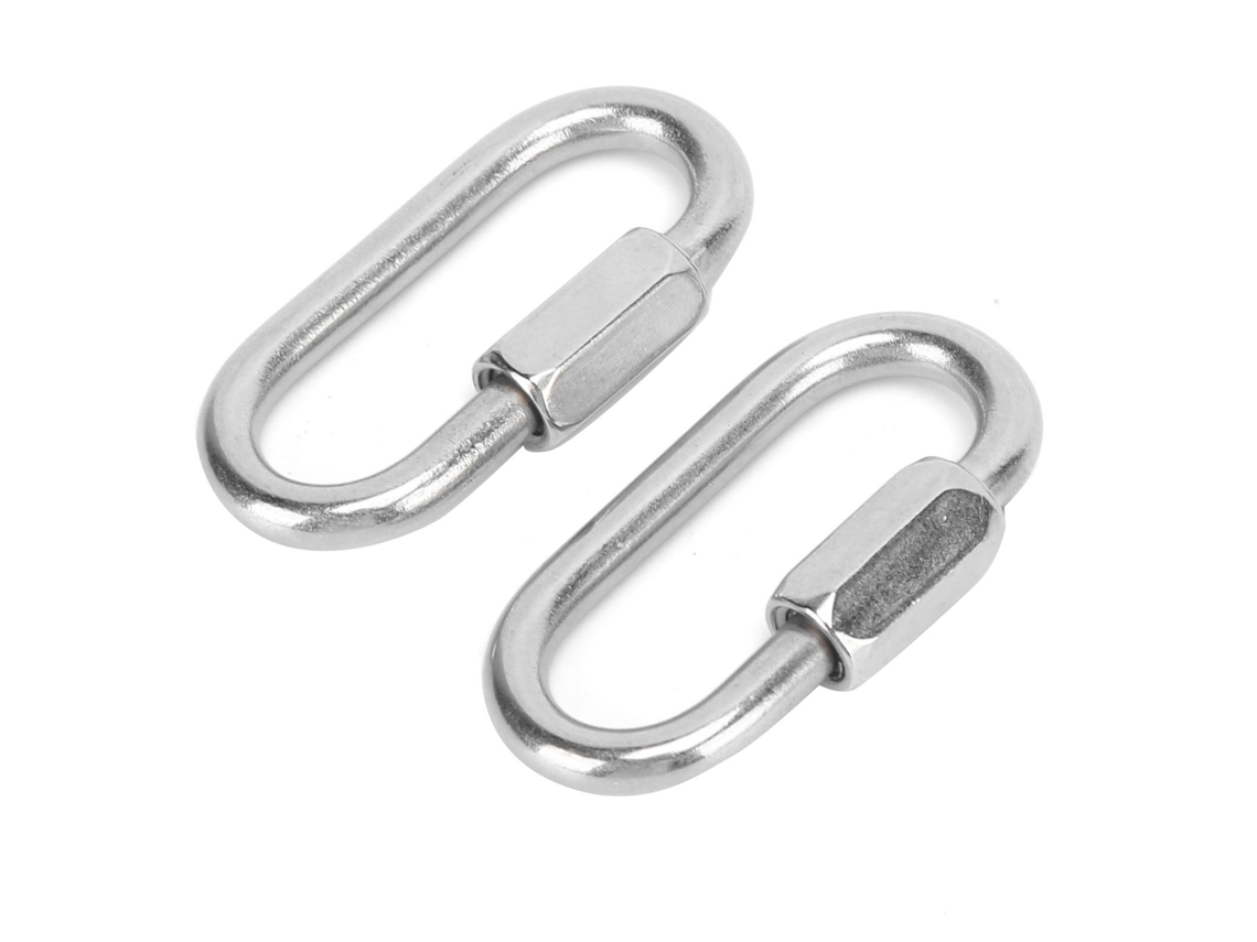 2 Mosquetones De Seguridad De Acero Inoxidable Con Forma De D Y Tornillo Hexagonal Para Escalada (5 Mm)