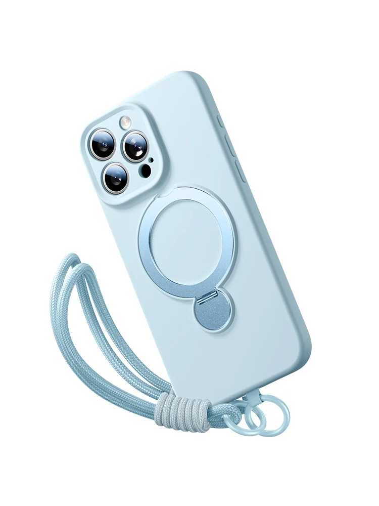 (iphone 14 Azul Cielo) Funda Magnética Magsafe Para Teléfono Con Soporte Para Líquidos Y Base Giratoria De 360°.