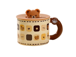 Taza De Café De Cerámica De 400 Ml Con Un Lindo Osito, Asa Y Tapa - Regalo De Navidad O Cumpleaños