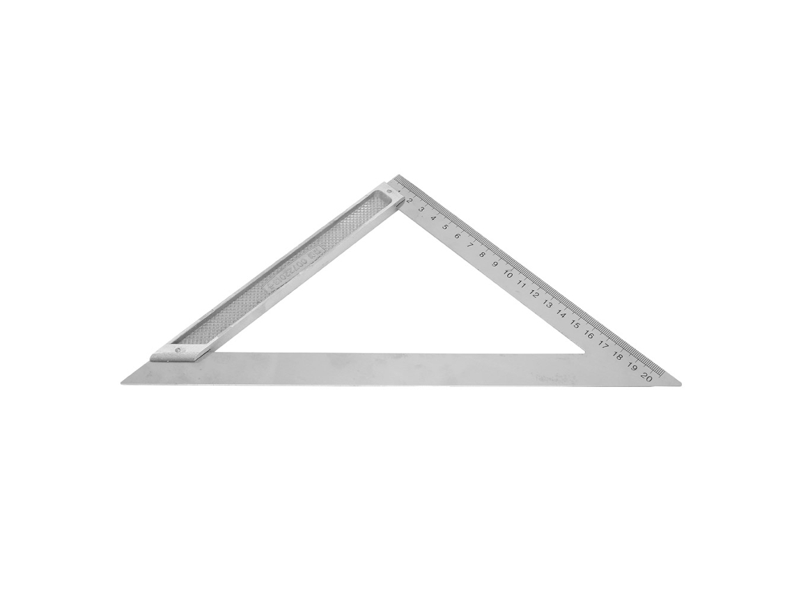 Regla Triangular De 90 Grados Fabricada En Aleación De Aluminio, 20 Cm Horizontal, Para Mediciones Precisas.