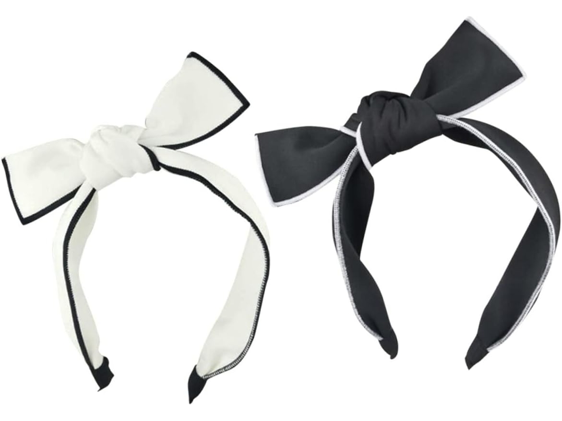 2 Diademas Para Mujer Con Lazo, Rayas Blancas Y Negras, Accesorios Para El Cabello Femenino