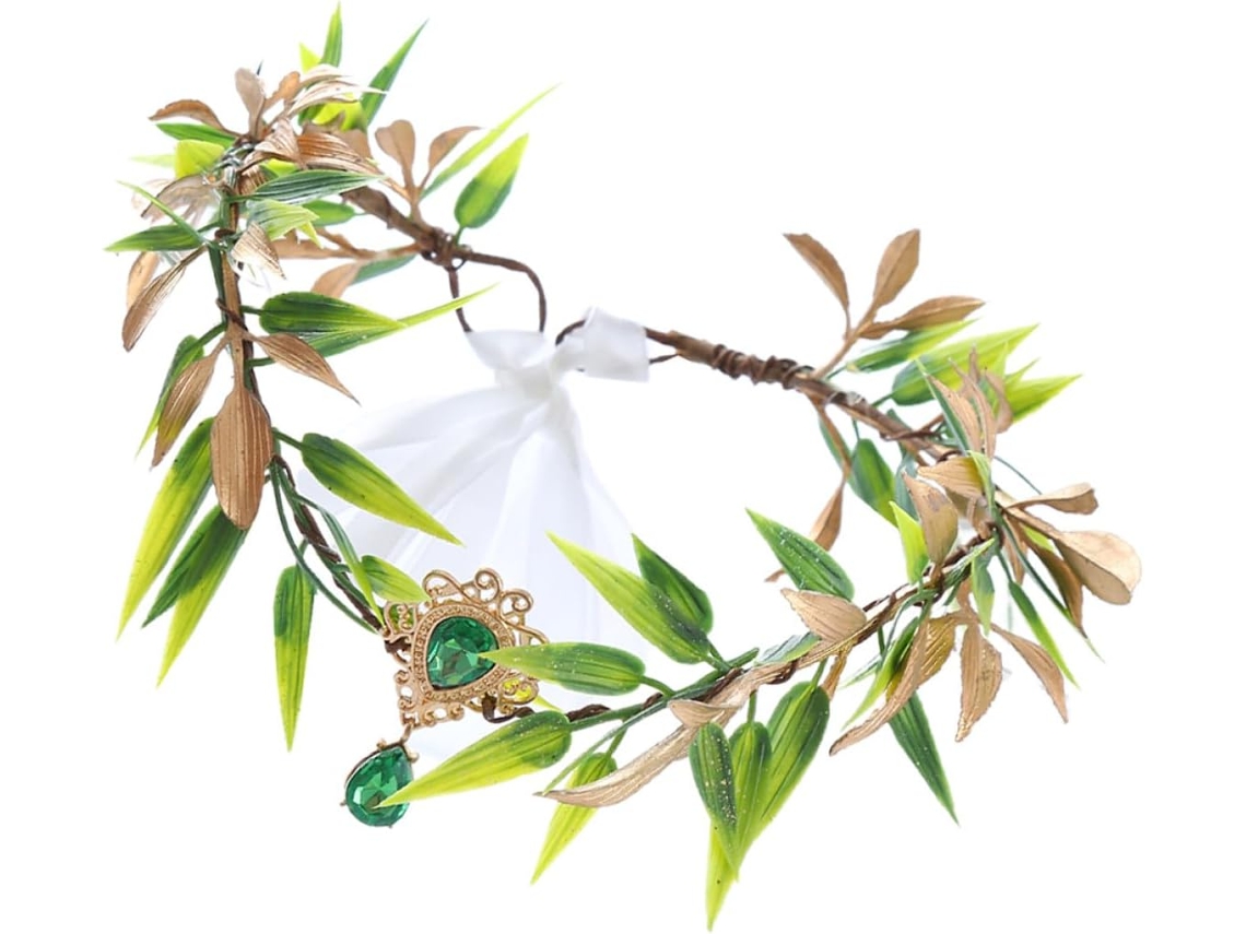 Diadema Pour Mujers Verde En Plástico Cómodo Y Facile A Porter, Coiffe De Mariée Feuille,