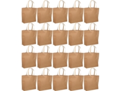 Paquete de 25 bolsas de regalo de papel kraft marrón con asas, tamaño pequeño, reutilizables. SFUSHOS