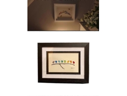 Adorno de pared de pájaros arcoíris en vidrio marino, adorno enmarcado único hecho a mano, 100% nuevo.