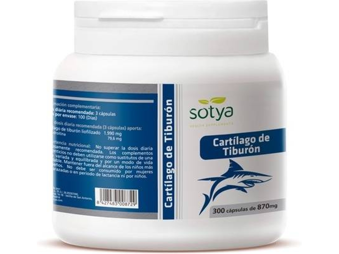 Complemento Alimentar SOTYA Cartilagem De Tubarão (300 cápsulas de 870mg)