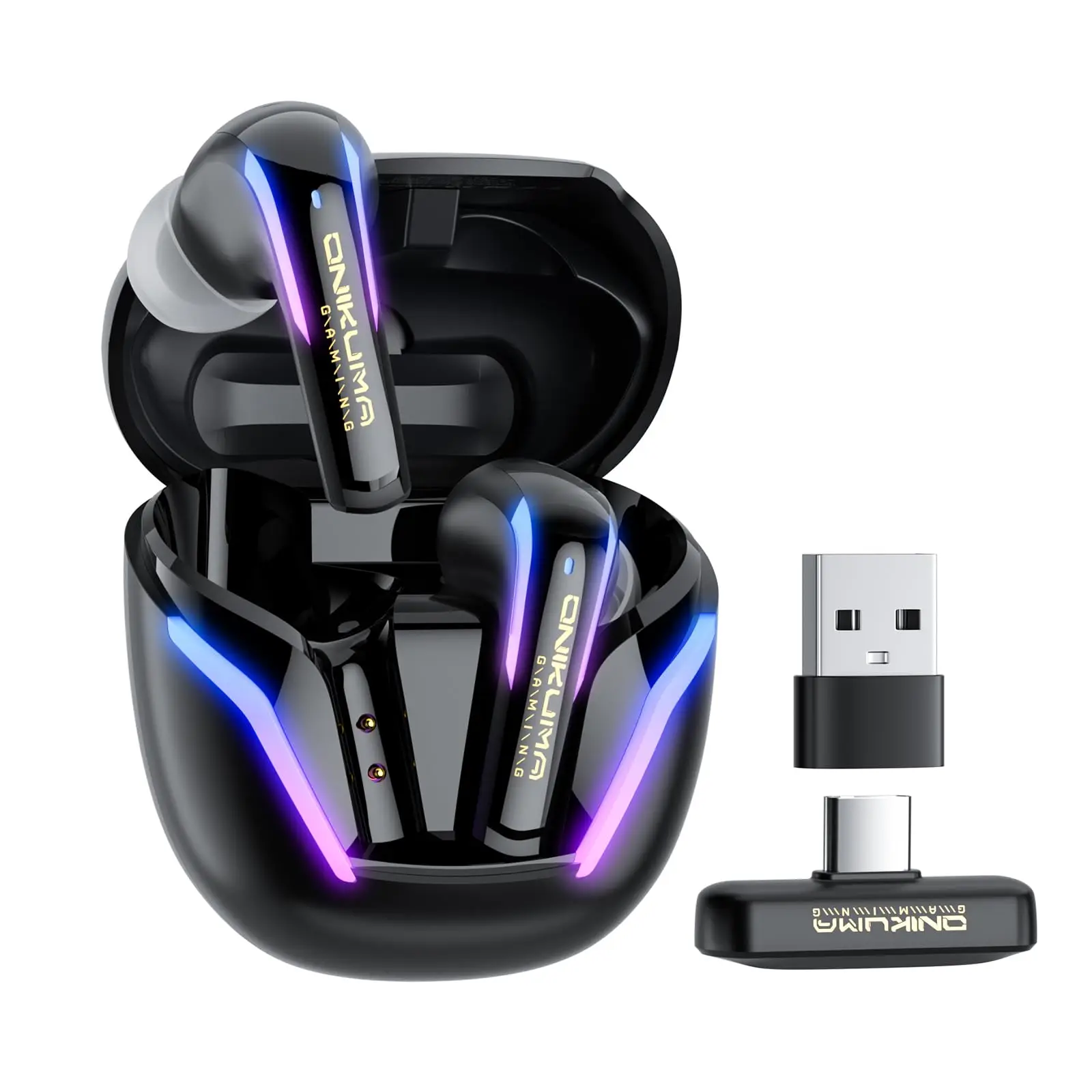 (negro) Auriculares Inalámbricos, Controles Táctiles, Baja Latencia, Carga Por Cable, Viene Con Estuche De Carga.