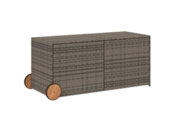Caja de almacenamiento de jardín con ruedas MAISON EXCLUSIVE Patas de mimbre gris (283 l)