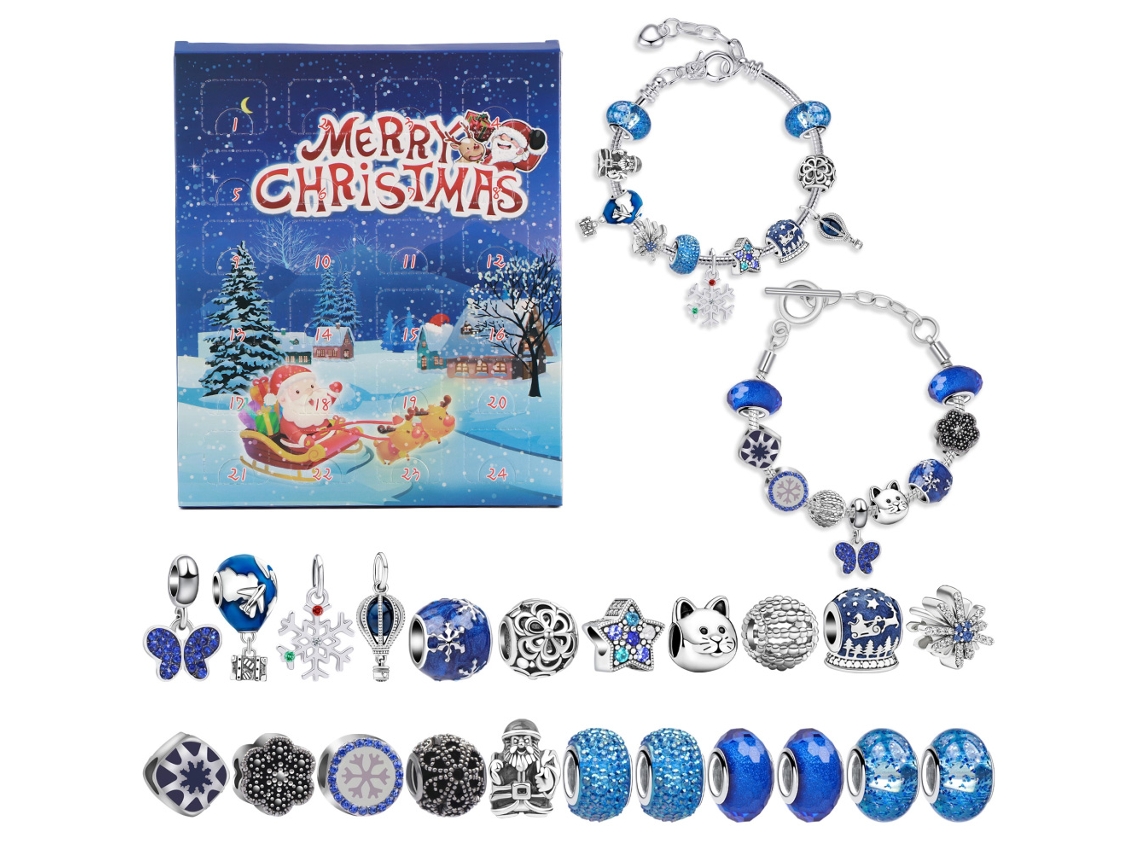 Kit De Pulsera De Calendario De Adviento Navideño Diy Con Dijes Para Niños, Cuenta Regresiva De 24 Días, Regalo De Navidad Para Niñas