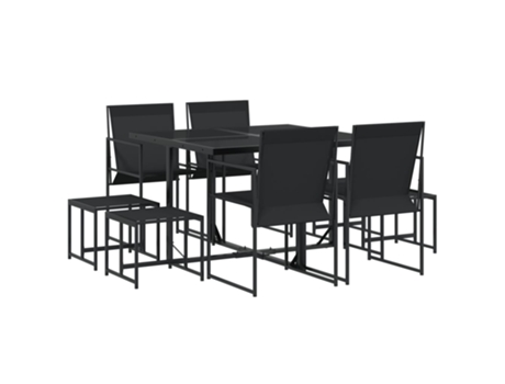 Conjunto 9 de comedor para jardín VIDAXL textilene negro