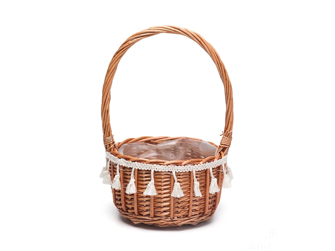 Cesta pequeña de flores Rotin con tiras troqueladas