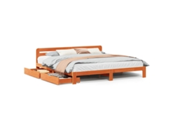 Maison Exclusive - Cama Sin Colchón Madera Maciza De Pino Marrón Cera 200x200 Cm